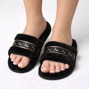 PUMA Fluff Remix Women's Slipper Slide Slip On Black and Bronze